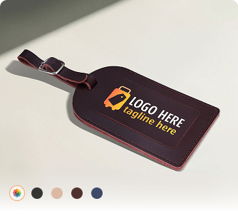 Premium Genuine Leather Baggage Tags with Company Logo