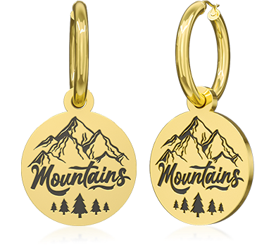 Laser engraving mountain earring